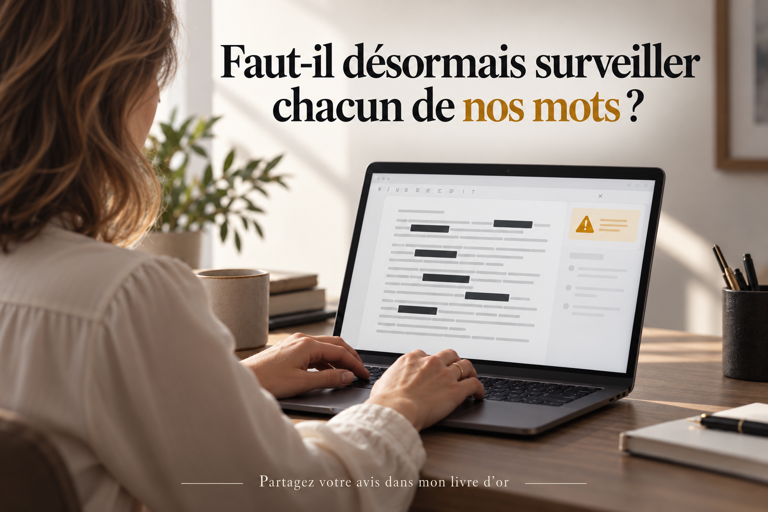 Femme au clavier ecran sous alerte